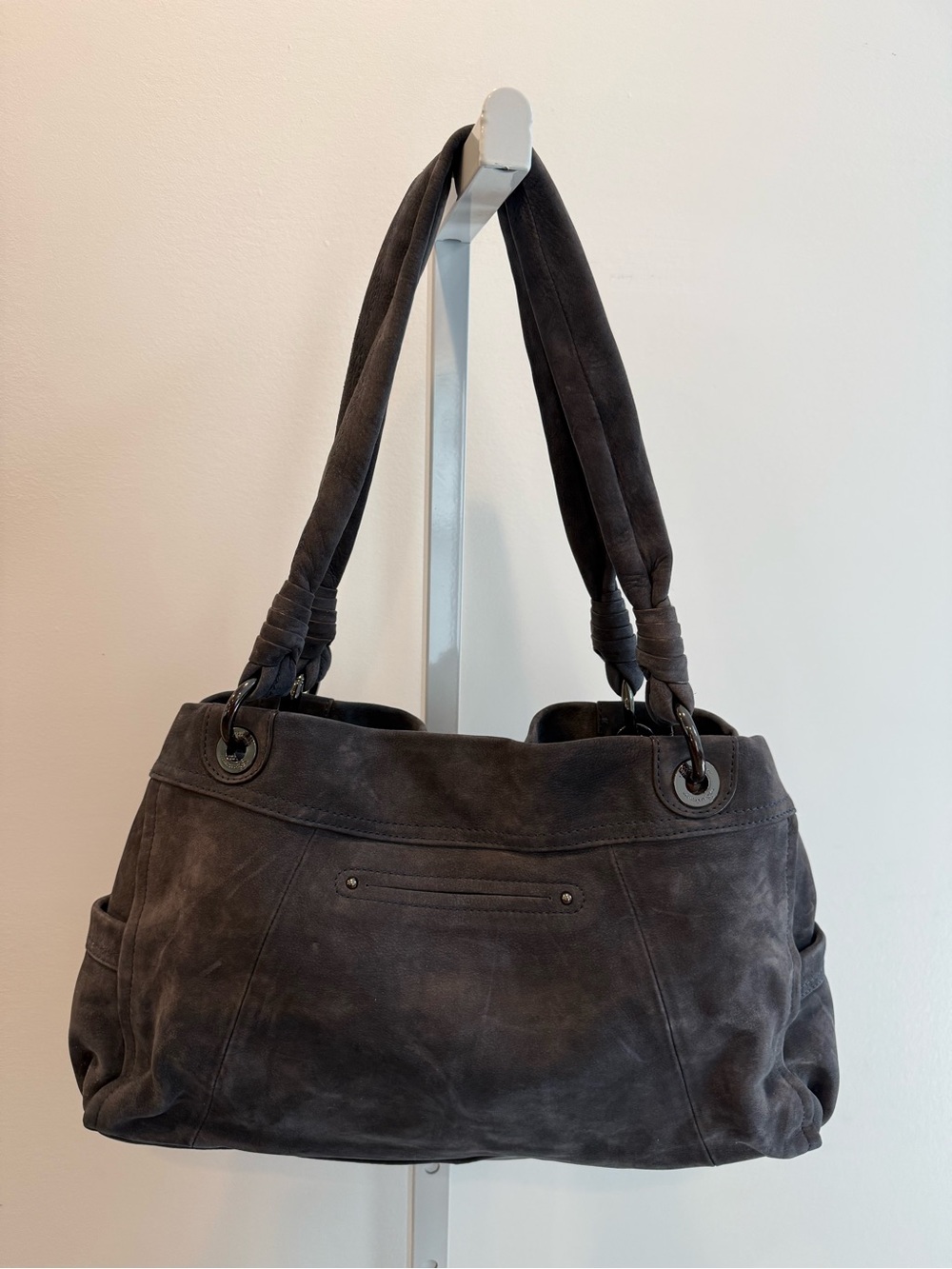 b. makowsky Vintage Blue Suede Shoulder Bag Purse Y2K Dust Bag Slouchy Hobo - Picture 3 of 12